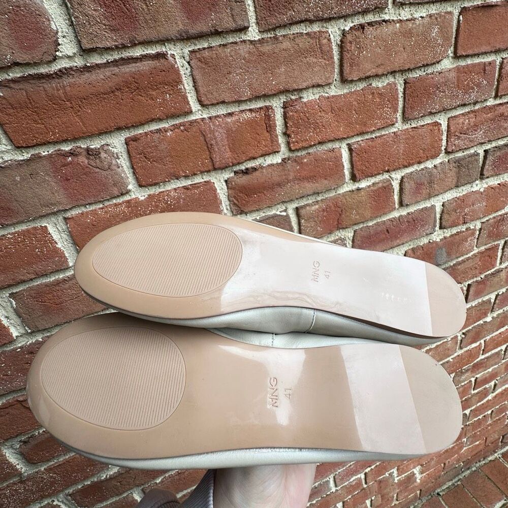 Mango MNG Leather Ballet Flats Bow Detail Beige Womens EU 41 Mango NEW - Picture 12 of 12